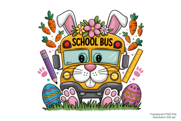 Elevate Your Spring Designs with the Perfect Easter Day School Bus PNG