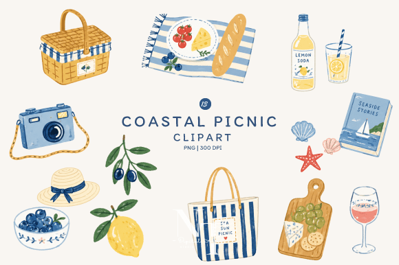 Integrating Summer Coastal Picnic Clipart PNG into Professional Design Workflows