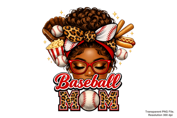 Mastering Your Design Projects with the Baseball Mom Afro Messy Bun PNG