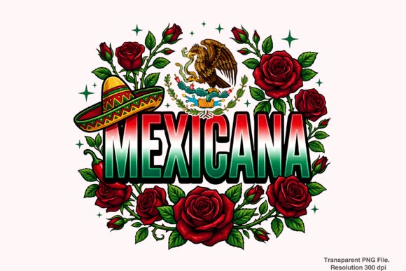 Mexicana Eagle Roses PNG: Vibrant Digital Art